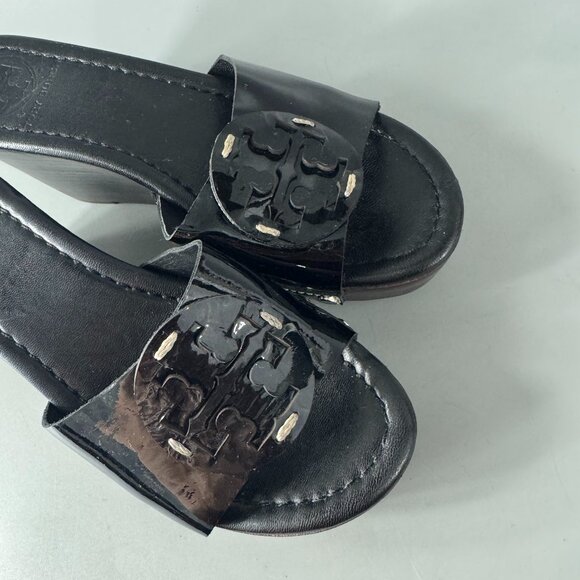 Tory Burch Black Patent Leather Wedges, Size 5 - Picture 11 of 13